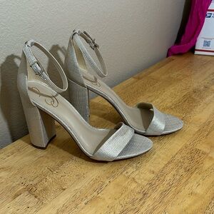 Sam Edelman Yaro Block Heel Silver Sz 10